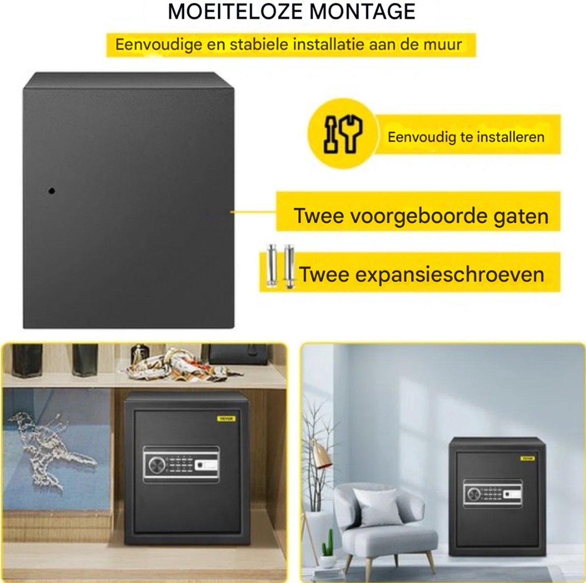 Wat vinden we goed aan de Kluis 48L brandwerend met sleutel en cijferslot