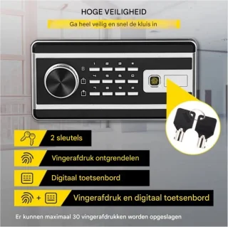 Kluis 48L brandwerend met sleutel en cijferslot