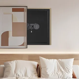 Kluis voor thuis met brandwerende hoes, digitaal toetsenbord en reservesleutels, 42 x 35 x 31 cm