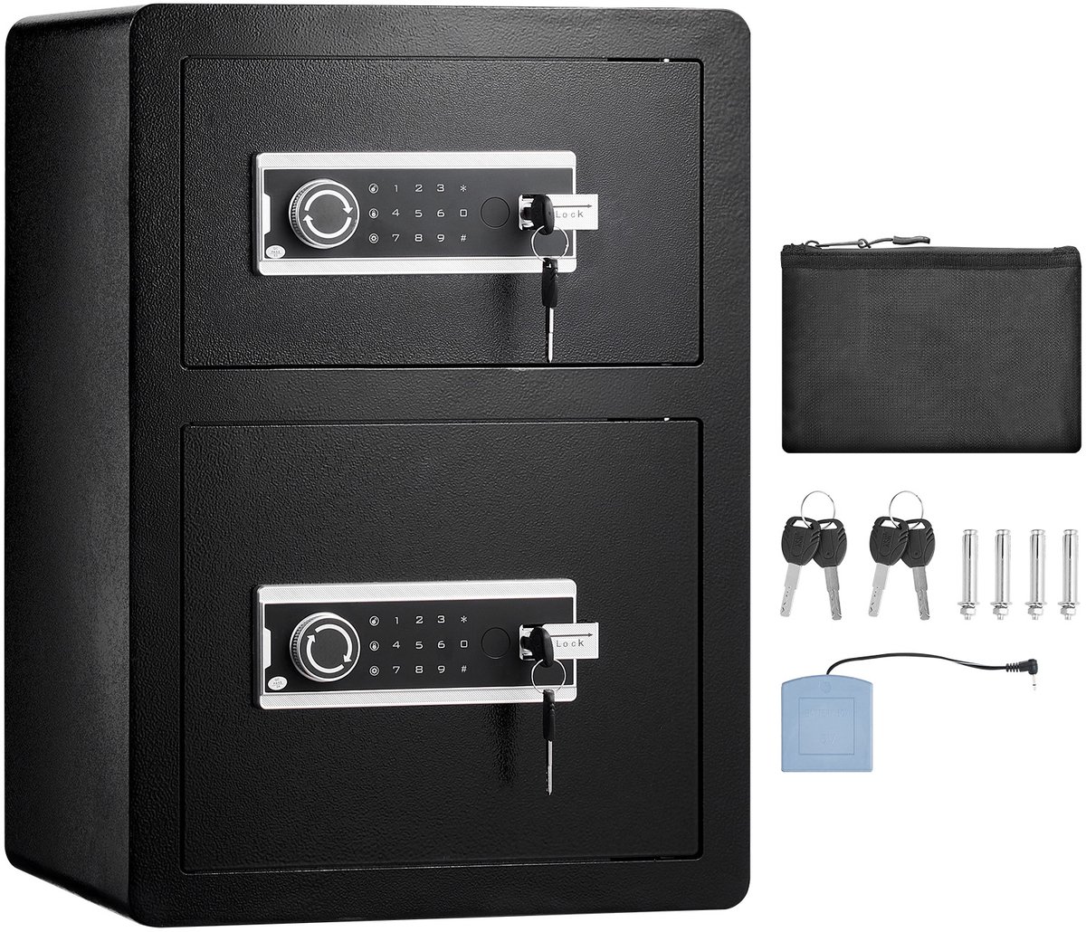 De Kluis Zwart 99L Dubbele Deuren Sleutelslot Wachtwoordbeveiliging in één oogopslag