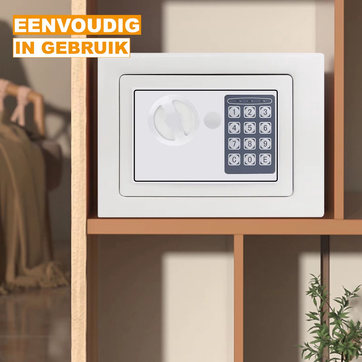 Luxe brandwerende kluis met cijferslot en sleutels wit