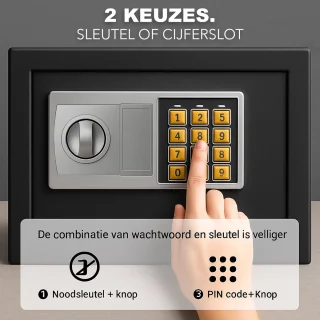 Luxe Brandwerende Kluis Zwart Cijferslot en Sleutel