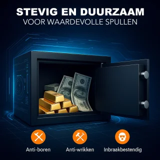 Luxe Brandwerende Kluis Zwart Cijferslot en Sleutel