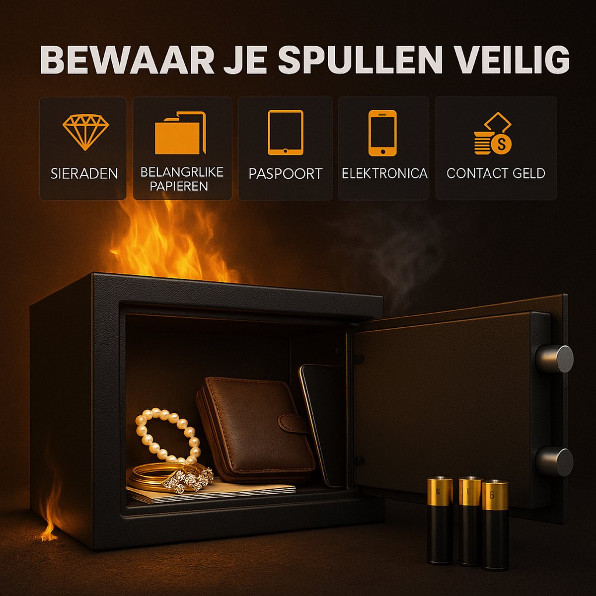 Wat vinden we goed aan de Luxe Brandwerende Kluis Zwart met Cijferslot