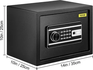 Luxe Elektrische Kluis 22L met Cijferslot, Sleutel & Vingerafdruk Zwart