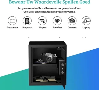 Luxe Elektrische Kluis 34L Zwart Cijferslot & Sleutel