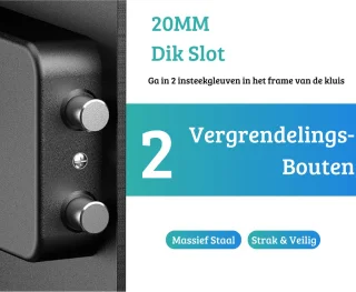 Luxe Elektrische Kluis 34L Zwart Cijferslot & Sleutel