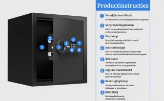 Luxe Elektrische Kluis 34L Zwart Cijferslot & Sleutel