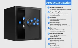 Luxe Elektrische Kluis 43L Zwart - Cijferslot & Sleutel