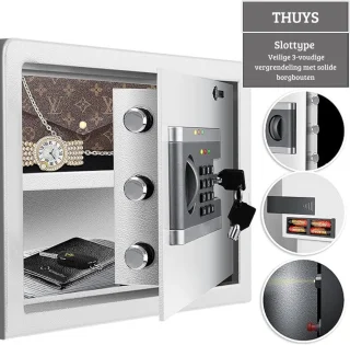 Luxe Elektrische Kluis Middelmaat Zilver Cijferslot & Sleutel