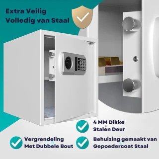 Luxe Elektrische Kluis XXL Grijs Met Cijferslot en Sleutel
