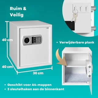 Luxe Elektrische Kluis XXL Grijs Met Cijferslot en Sleutel