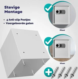 Luxe Elektrische Kluis XXL Grijs Met Cijferslot en Sleutel