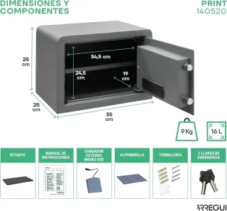MKSS® Vingerafdruk Kluis met Alarmsysteem Zwart
