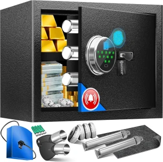 MKSS® Vingerafdrukkluis met Alarmsysteem Zwart