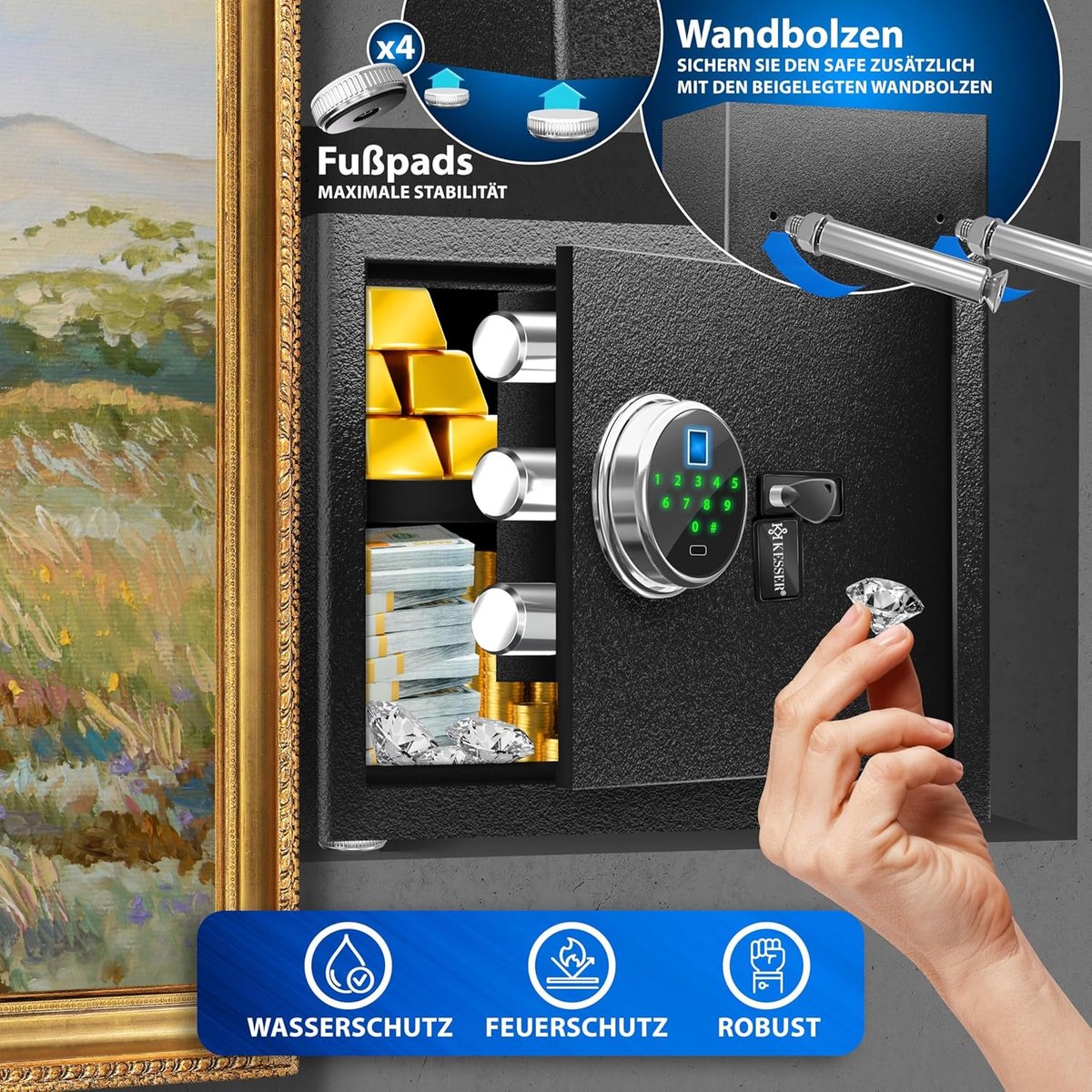 Wat vinden we goed aan de MKSS® Vingerafdrukkluis met Alarmsysteem Zwart
