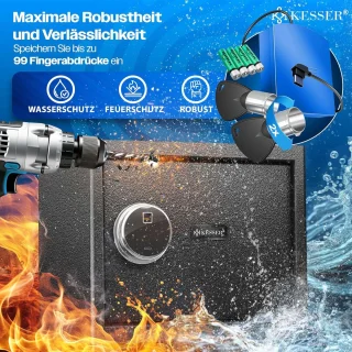 MKSS® Vingerafdrukkluis met Alarmsysteem Zwart