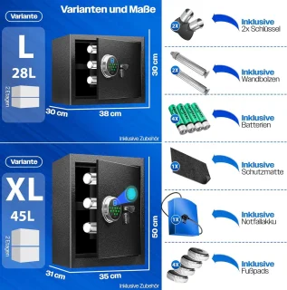MKSS® Vingerafdrukkluis met Alarmsysteem Zwart