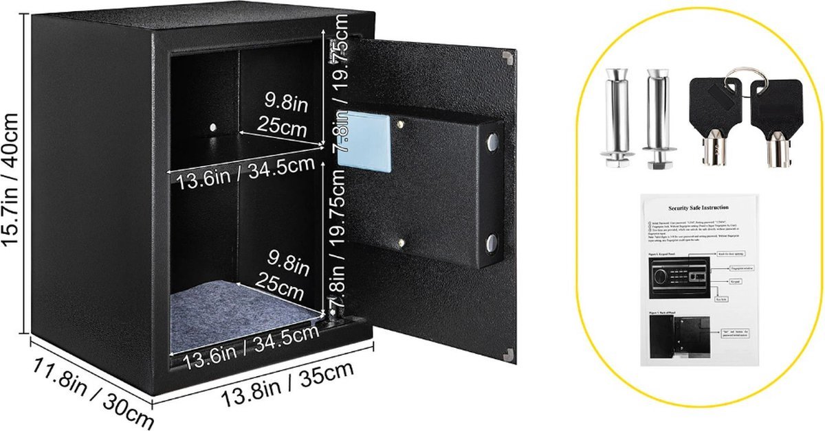 Wat vinden we goed aan de OxyFlowzy® Brandwerende Kluis 48L Zwart