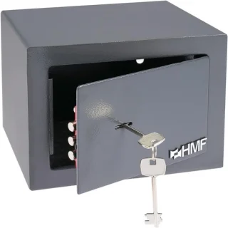Quvo® Geldkluis met sleutel, grijs 17 x 23 x 17 cm