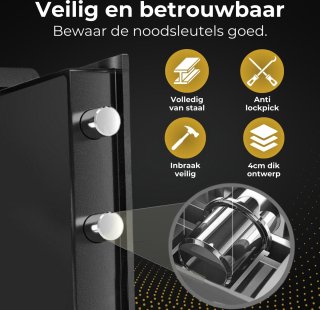 Raykon Elektronische Kluis 35x31x45 cm Zwart