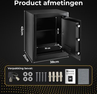 Raykon Elektronische Kluis 35x31x45 cm Zwart