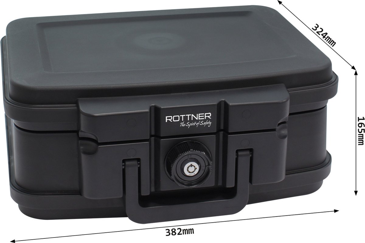 Rottner Brandwerende Data Box 1 Zwart Cilinderslot