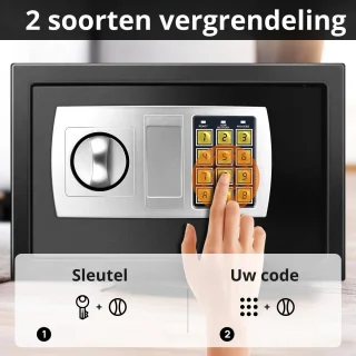 SafeLock Brandwerende Kluis 8,5L Met Cijferslot en Sleutel