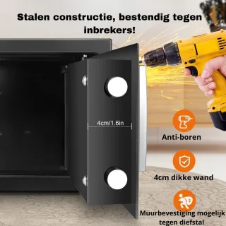SafeLock Brandwerende Kluis XL 35x25x25 Elektrisch & Sleutelslot