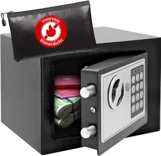 SNJY® brandwerende documentenkluis 17 x 23 x 17 cm zwart
