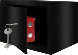 SNJY® Brandwerende kluis met sleutel – 20D x 31B x 20H cm, zwart