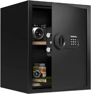 SNJY® Kluis Brandwerend - Kluisje met Sleutel - Documentenkluis met Cijferslot - 33D x 35B x 42H cm - Zwart