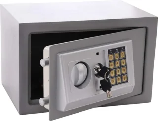 SNJY® kluis met cijferslot en sleutel - 20D x 31B x 20H cm - zilvergrijs