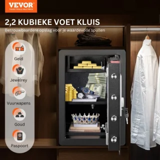 TADES Kluis brandwerend met cijferslot en sleutel