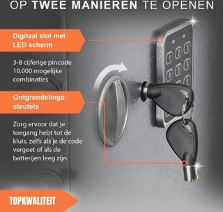 Veiligheidskluis Elektronisch 35x25x35 cm Grijs Topkwaliteit