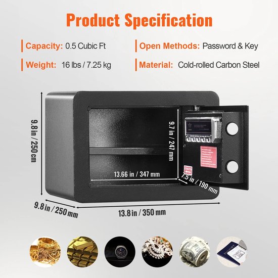 Veiligheidskluis Elektronisch Zwart 35x25x25cm review