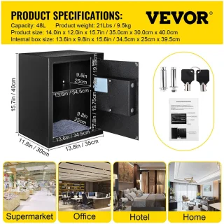 VEVOR Kluis Elektronisch 48L Met Cijferslot Vingerafdruk En Sleutel