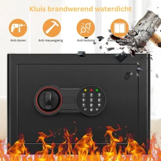 White-label Brandwerende Vingerafdruk Kluis 35x25x25cm Zwart