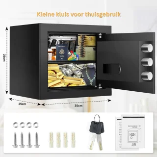 White-label Brandwerende Vingerafdruk Kluis 35x25x25cm Zwart