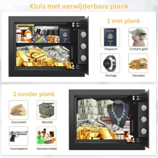 White-label Brandwerende Vingerafdruk Kluis 35x25x25cm Zwart