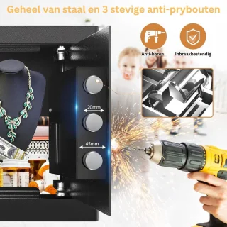 White-label Brandwerende Vingerafdruk Kluis 35x25x25cm Zwart