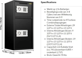 WNHB® Veiligheidskluis 75L Zwart