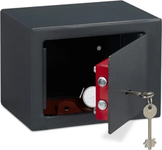 YOR® Geldkluis met sleutel Grijs 17 x 23 x 17 cm