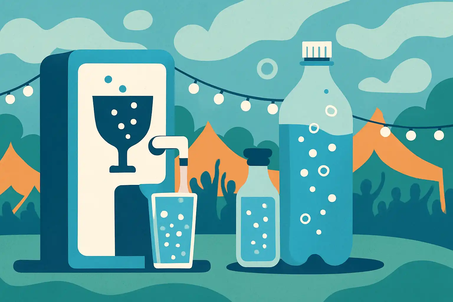 Bruiswater op festivals: zo zet je een plasticvrije, winstgevende bubbeltap neer