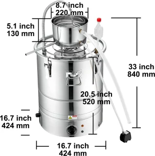 Alcohol distilleertoestel 13-gallon met thumpervat en waterpomp