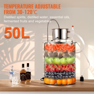 Alcohol distilleertoestel 13-gallon met thumpervat en waterpomp