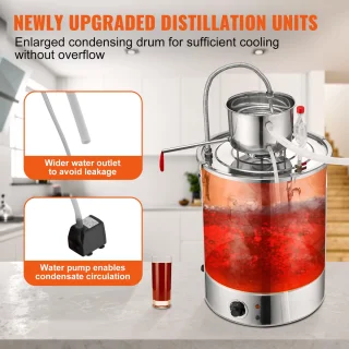 Alcohol distilleertoestel 13-gallon met thumpervat en waterpomp