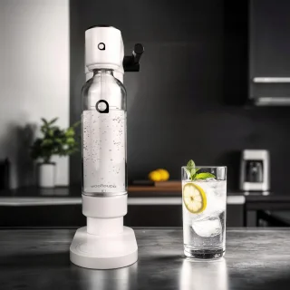 AquaFloow Saturator sodawatermaker set 2x 1L waterfles en CO2-cilinder wit/zwart