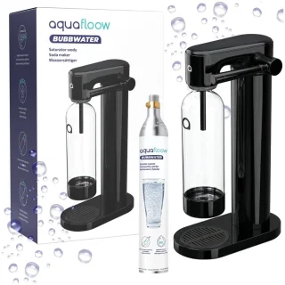 De Aquafloow sodawatermaker met waterfles en CO₂-cilinder in één oogopslag