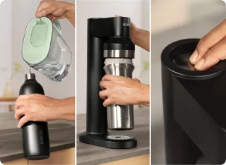 BRITA bruiswatermachine sodaTRIO zwart inclusief flessen en CO2-cilinder